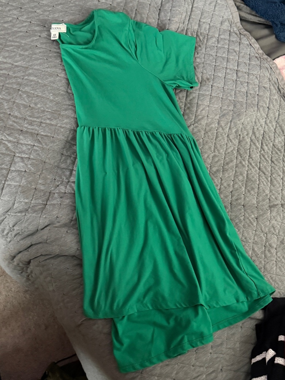 Zenana Outfitters Emerald Green Short-Sleeve Babydoll Dress/Peplum Top 2X